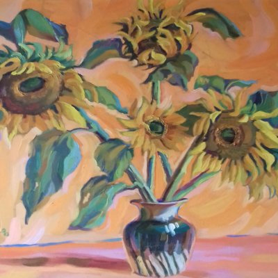 Sunflowers in Orange (Memory of Van Gogh)