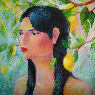 Portrait of a girl with lemons