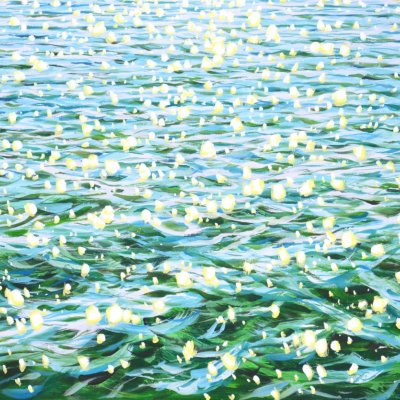 Glare on emerald water.