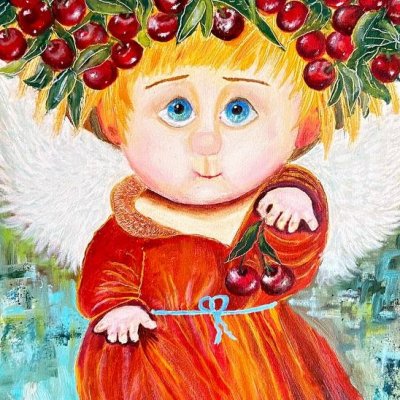 Angel with cherries