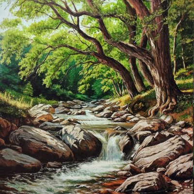 “The river runs over the pebbles”