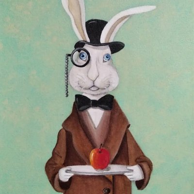 Кролик с яблоком
