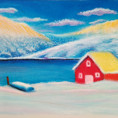 Norwegian landscape (Oil pastel)