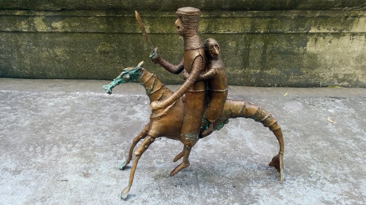 Knight seahorse with a gun-wielding