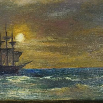 ship on a moonlit night