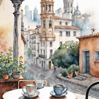 Улицы Барселоны и кофе