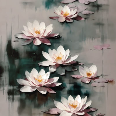 Pink and white water lilies