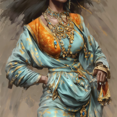 African woman in a turquoise dress