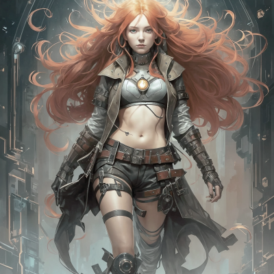 Young ginger warrior woman