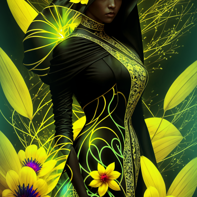 Black woman in neon flowers