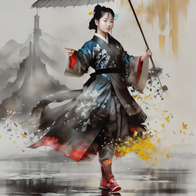 Chinese woman with an umbrella