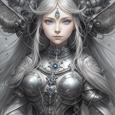 Young woman in silver armor