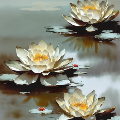 Water lilies near the shore