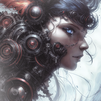 Steampunk girl-android