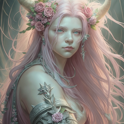 Pink witch with horns