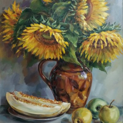 Still life with sunflowers