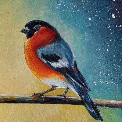 New Year's optimistic bullfinch