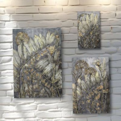 “Botanical reliefs” bas-relief, triptych.