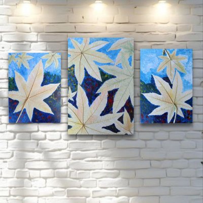 “Glowing leaves” mixed media