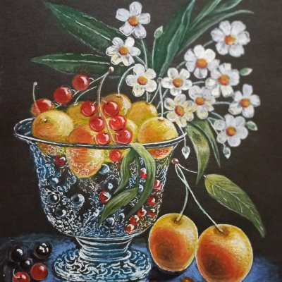 Still life “Plums in a vase”