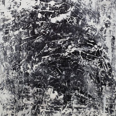 Black and white abstract oil painting