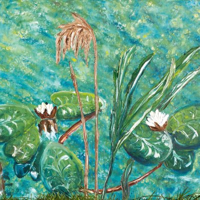 Oil painting on canvas water lilies 50Х60