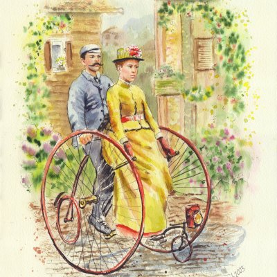 Sir Arthur Conan Doyle and his wife on an ATV