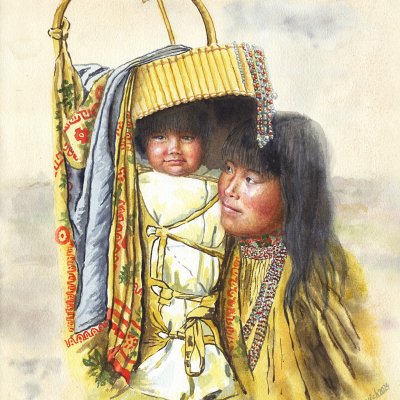 Apache girl and baby