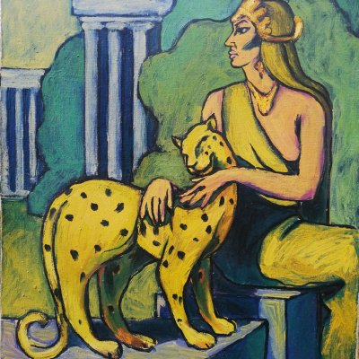 Lady with leopard