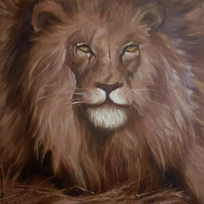 Lion oil painting