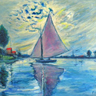 Landscape with sail and sun