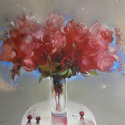 Still life with peonies.