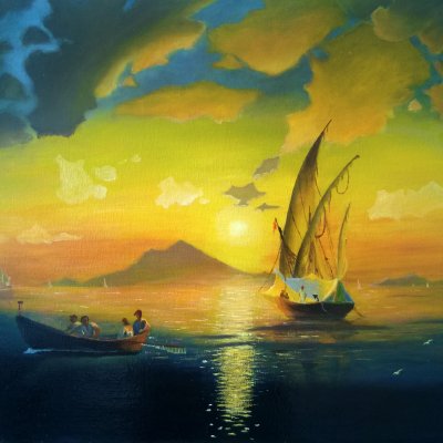 Неаполитанский залив (свободная копия по картине И.К. Айвазовского)