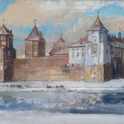 Mir Castle, winter wonderland
