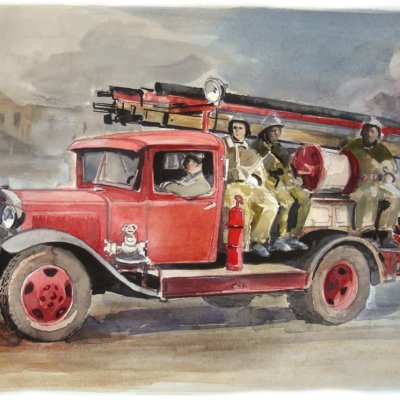 ЗИС 5 - первый серий пожарный авто