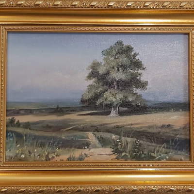 Miniature copy of Shishkin's painting, oak