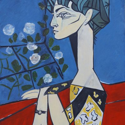Копия работы Пикассо Жаклин с цветами