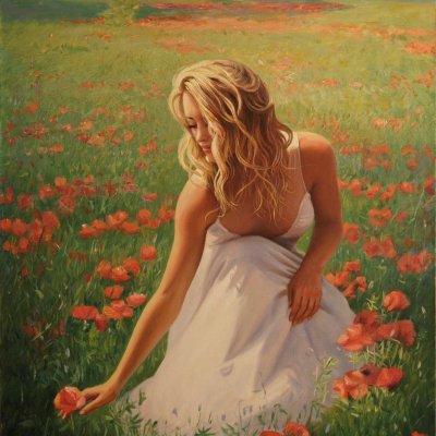 Girl in poppy field.