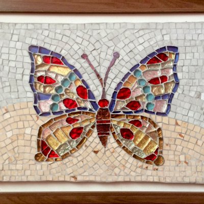 Мозаика из керамической и стеклянной плитки "Бабочка"