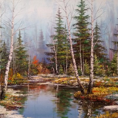 Oil painting “Spring in the forest”