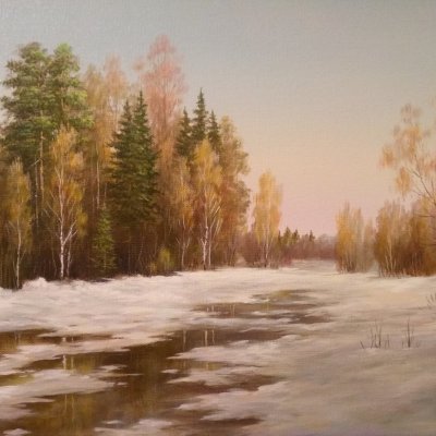 Oil painting “Last snow”