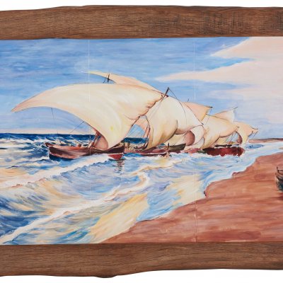 Керамическая картина по мотивам работы Хоакина Соролья и Бастида "Лодки Валенсии"