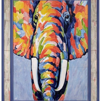 Керамическая картина по мотивам работы неизвестного художника "Слон"