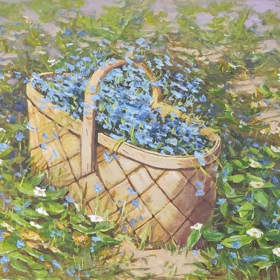 Forget-me-nots in the basket