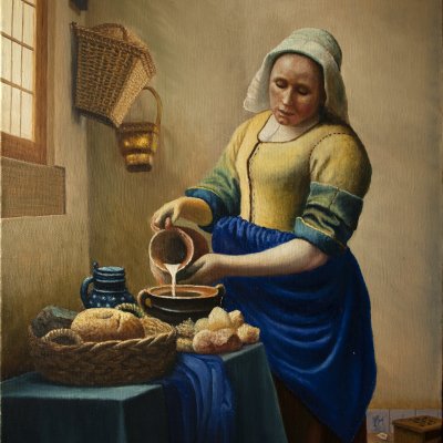 “The Thrush” by Jan Vermeer. A copy of the painting.