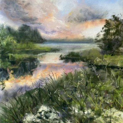 “Sunset on the Vuoksa River” Pastel