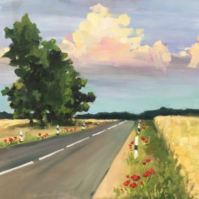 Road to summer with poppies