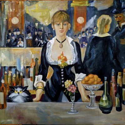 Painting - Manet's “Bar at Folies Bergere” - (free copy)