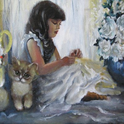 The painting “Girl and cat”