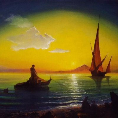 Ivan Aivazovsky - Fisherman (free copy)